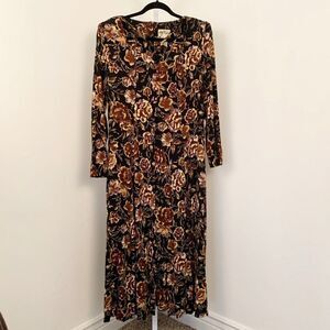 Alix Taylor Vintage Black Prairie Style Maxi Dress